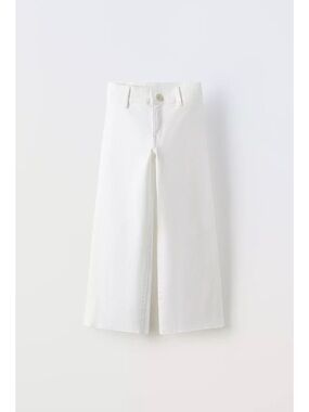 Zara Girls Cropped Wide-Leg Marnie White Jeans
